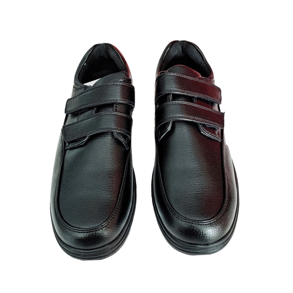 DEER STAGS Serving Hook & Loop Black Oxford Comfort NonSlip Waterproof Work Shoe